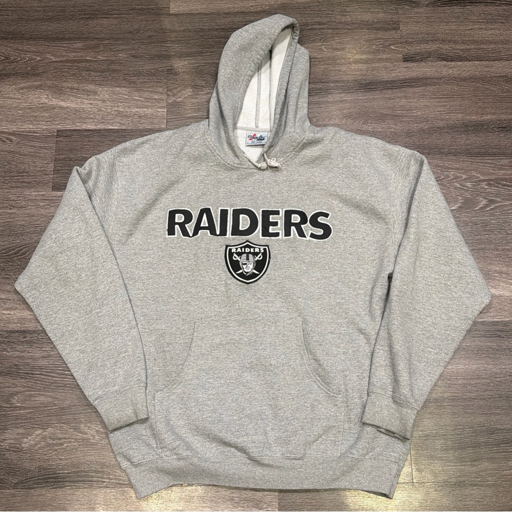 Vintage Raiders Hoodie Pullover Majestic Gray Men’s XXL Oakland Las Vegas